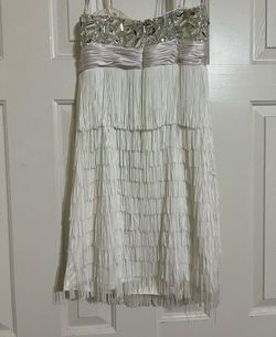 Sherri Hill White Size 2 $300 Sunday Fringe Midi Cocktail Dress on Queenly