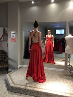Alyce Paris Red Size 4 Floor Length Side slit Dress on Queenly