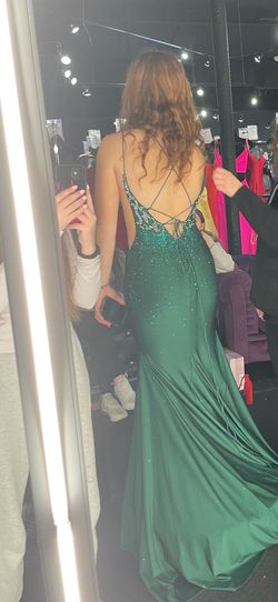 Amarra Green Size 4 Floor Length Side slit Dress on Queenly