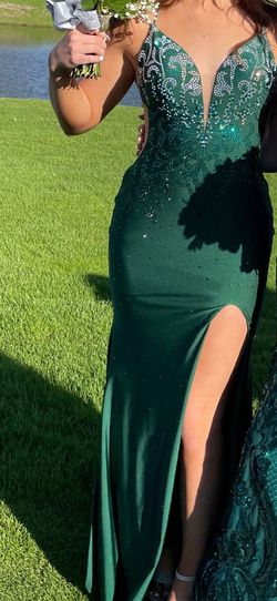 Amarra Green Size 4 Floor Length Side slit Dress on Queenly