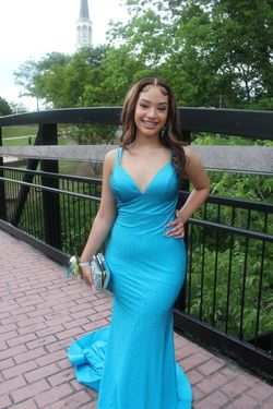 Sherri Hill Blue Size 8 Floor Length Free Shipping Military Mermaid Dress on Queenly