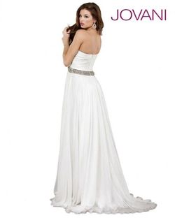 Jovani White Size 12 Sweetheart Train Ivory A-line Dress on Queenly