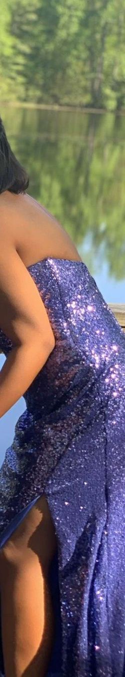 Sherri Hill Purple Size 12 Asymmetrical Plus Size Side slit Dress on Queenly
