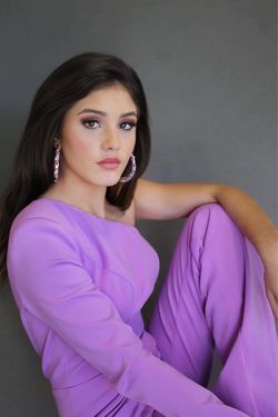 Ashley Lauren Purple Size 2 Floor Length Jumpsuit Dress on Queenly