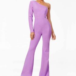 Ashley Lauren Purple Size 2 Black Tie Jumpsuit Dress on Queenly