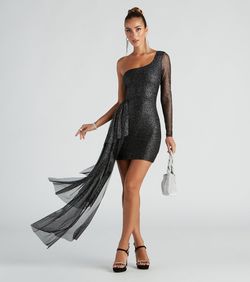 Style 05001-1136 Windsor Black Size 0 Cocktail Sheer Homecoming Military Straight Dress on Queenly