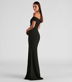 off-the-shoulder backless dress in jersey