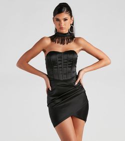 Style 05001-1448 Windsor Black Size 4 Sweetheart Tall Height Jersey Cocktail Dress on Queenly