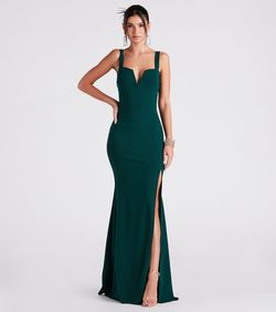 Style 05002-3787 Windsor Green Size 0 Prom Wedding Guest Side slit Dress on Queenly