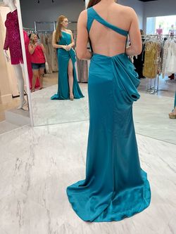 Ashley Lauren Blue Size 2 Free Shipping Floor Length Side slit Dress on Queenly