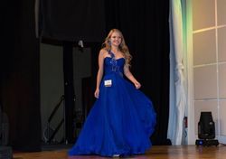 Sherri Hill Blue Size 4 Asymmetrical Military Tulle A-line Dress on Queenly