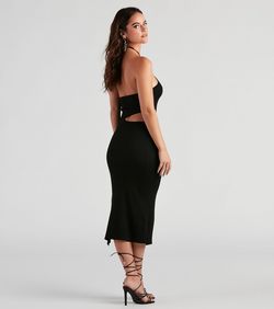 Style 06005-1416 Windsor Black Size 4 Euphoria Tall Height Side slit Dress on Queenly