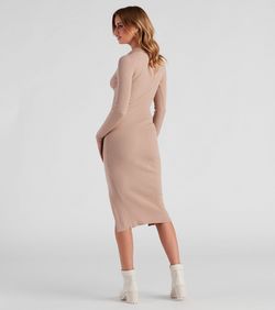 Style 06005-1482 Windsor Nude Size 8 Cut Out V Neck Sleeves Side slit Dress on Queenly