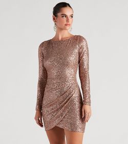 Style 05001-1085 Windsor Nude Size 0 Fitted Tall Height A-line Sequin Straight Dress on Queenly
