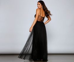 Style 05002-1736 Windsor Black Size 12 Prom Jersey Party Spaghetti Strap Side slit Dress on Queenly