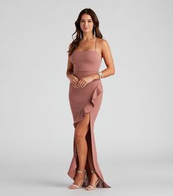 Style 05002-1242 Windsor Pink Size 12 Plus Size Side slit Dress on Queenly