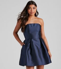 Style 05001-0740 Windsor Blue Size 4 Euphoria Flare Cocktail Dress on Queenly