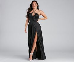 Style 05002-2032 Windsor Black Tie Size 0 Homecoming Euphoria Silk Side slit Dress on Queenly