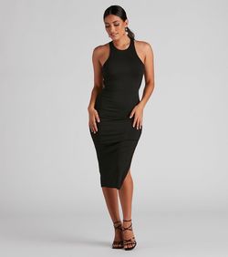 Style 05102-4588 Windsor Black Size 0 Tall Height Mini Side slit Dress on Queenly