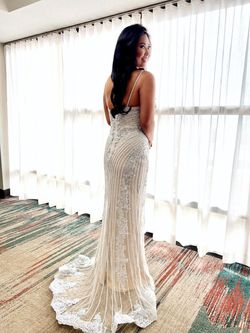 Jovani Silver Size 8 Floor Length Mermaid Dress on Queenly