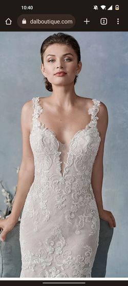 Style 1856 Kenneth Winston Nude Size 12 Lace Jewelled Plus Size Floor Length Tulle Mermaid Dress on Queenly