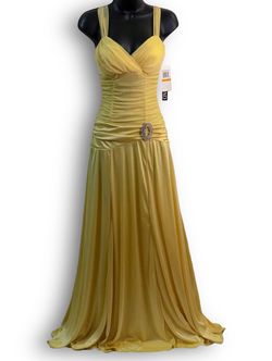 Vintage XOXO Yellow Size 6 Jersey Xoxo Pageant Black Tie Prom Straight Dress on Queenly