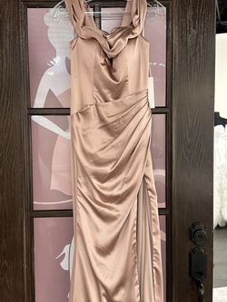 Ashley Lauren Nude Size 4 Military Floor Length Straight Dress on Queenly