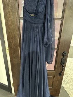 Tarik Ediz Blue Size 8 Floor Length Straight Dress on Queenly