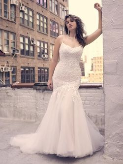 Style Nikolina  Maggie Sottero Pink Size 14 Cut Out Spaghetti Strap Jewelled Mermaid Dress on Queenly