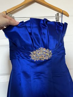 Sherri Hill Blue Size 0 Jewelled Strapless Mermaid Dress on Queenly