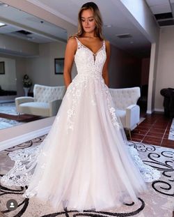 Breeze Bridal Exclusive White Size 8 Pageant 50 Off Embroidery Train Prom A-line Dress on Queenly