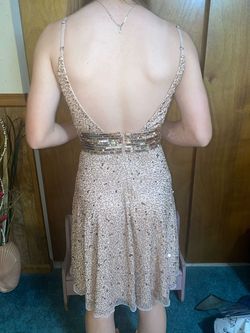 Sherri Hill Gold Size 0 Spaghetti Strap Pageant Cocktail Dress on Queenly