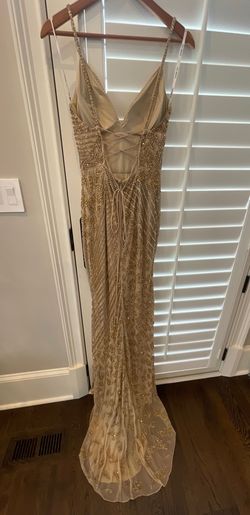 Sherri Hill Gold Size 4 Prom Black Tie Straight Dress on Queenly