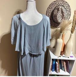 Show me your mumu Blue Size 4 Floor Length Straight Dress on Queenly
