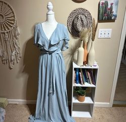 Show me your mumu Blue Size 4 50 Off Military Floor Length Straight Dress on Queenly