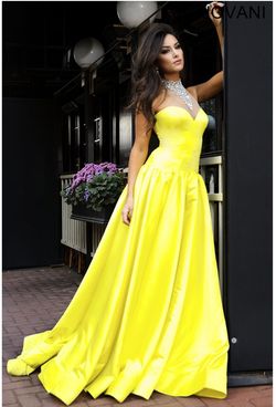 Jovani Yellow Size 2 Free Shipping Backless Sequined Ball gown on Queenly