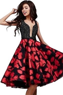 Jovani Red Size 6 Midi Military A-line Dress on Queenly