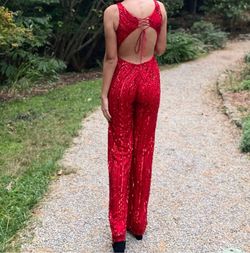 Rachel Allan Red Size 4 Floor Length Black Tie Jumpsuit Dress on Queenly