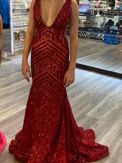 Jovani Red Size 00 Black Tie Pageant Mermaid Dress on Queenly