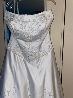 Impressions by Zurc White Size 14 Floor Length Plus Size 70 Off Sleeves Train Dress on Queenly