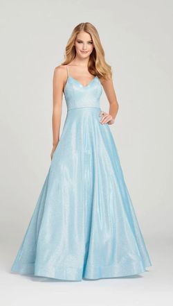 Mon Cheri Blue Size 8 Floor Length Ball gown on Queenly