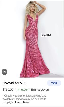 Style 59762 Jovani Pink Size 2 Medium Height Sequin Military Mermaid Dress on Queenly