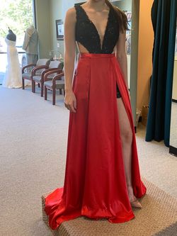 Sherri Hill Red Size 2 Floor Length Jumpsuit Side slit Dress on Queenly