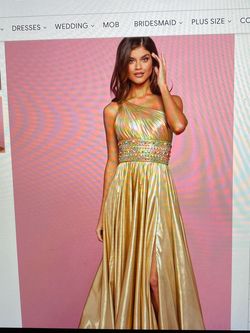 Sherri Hill Gold Size 4 Floor Length A-line Dress on Queenly
