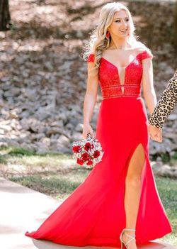 Mori Lee Red Size 0 Military Floor Length Straight Dress on Queenly