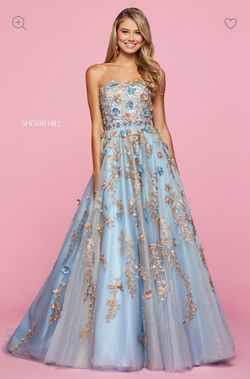 Sherri Hill Blue Size 2 Floor Length Prom Pageant Ball gown on Queenly