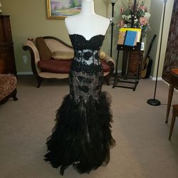 Jovani Black Size 6 Floor Length Strapless Pageant Prom Mermaid Dress on Queenly