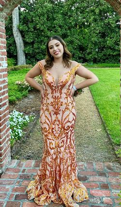 Jovani Orange Size 6 Floor Length Mermaid Dress on Queenly
