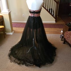 Jovani Black Size 4 Floor Length Jumpsuit A-line Dress on Queenly
