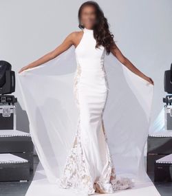 Fernando Wong White Size 4 High Neck Lace Free Shipping Mermaid Dress on Queenly